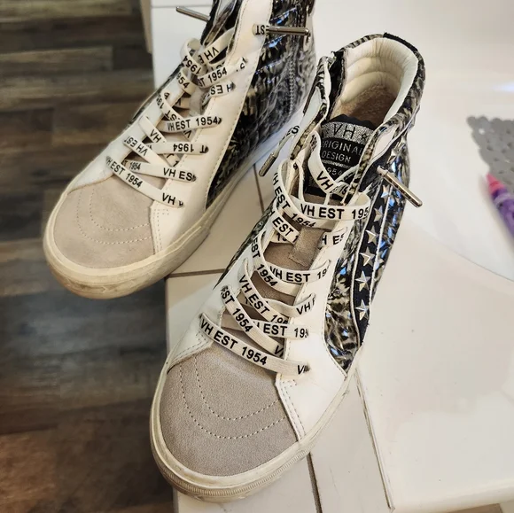 Vintage Havana Juniper Star Studded Sz 7.5 High Top Sneakers Zip - Picture 2 of 5